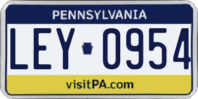 PA license plate LEY0954