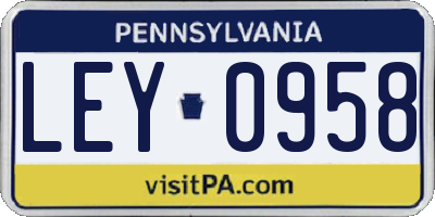 PA license plate LEY0958