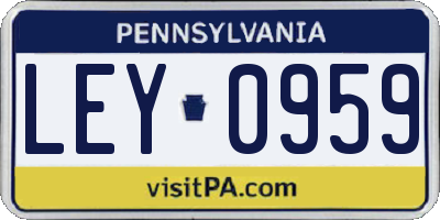 PA license plate LEY0959