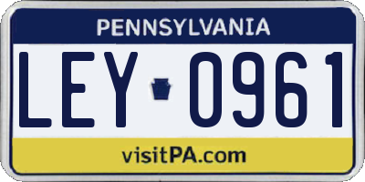 PA license plate LEY0961