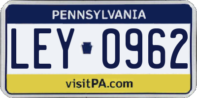 PA license plate LEY0962