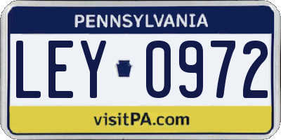 PA license plate LEY0972