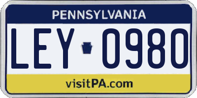 PA license plate LEY0980
