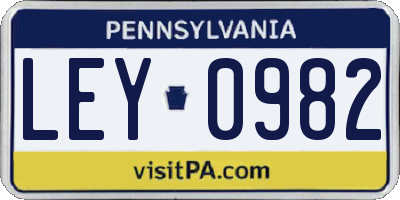 PA license plate LEY0982