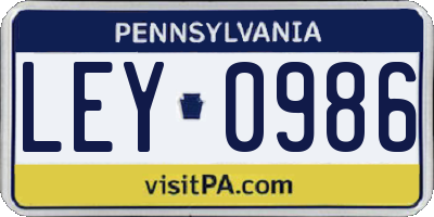 PA license plate LEY0986