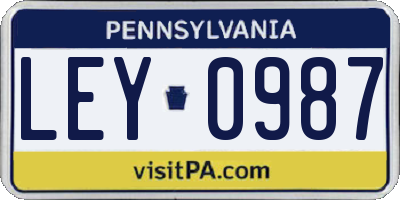 PA license plate LEY0987
