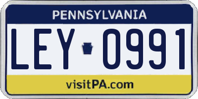 PA license plate LEY0991