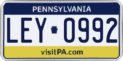PA license plate LEY0992