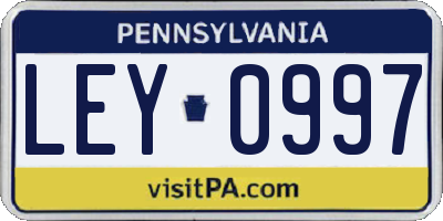 PA license plate LEY0997