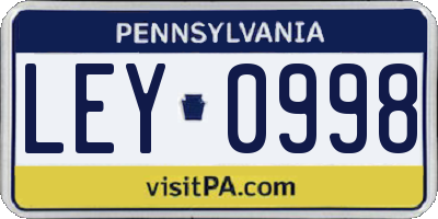 PA license plate LEY0998