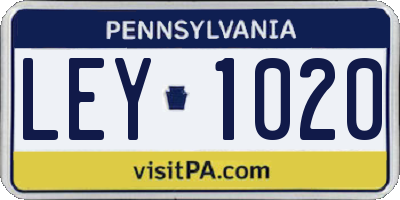 PA license plate LEY1020