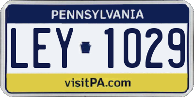PA license plate LEY1029