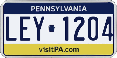 PA license plate LEY1204
