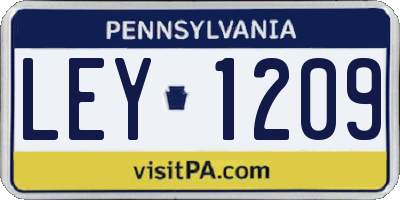 PA license plate LEY1209