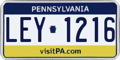 PA license plate LEY1216