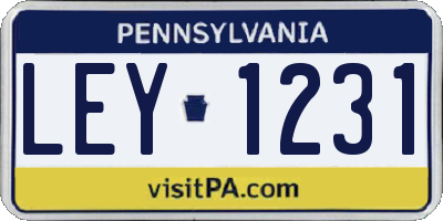 PA license plate LEY1231