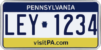 PA license plate LEY1234