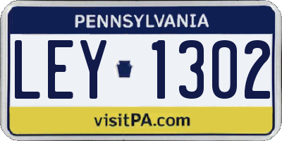 PA license plate LEY1302
