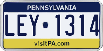 PA license plate LEY1314