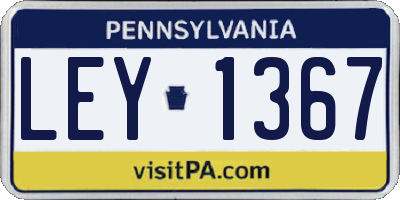 PA license plate LEY1367