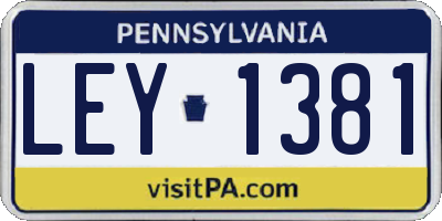 PA license plate LEY1381