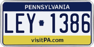 PA license plate LEY1386