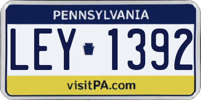 PA license plate LEY1392