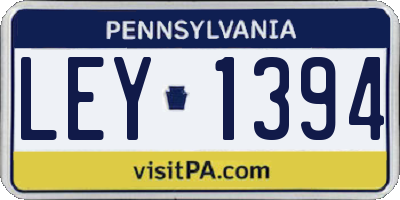 PA license plate LEY1394