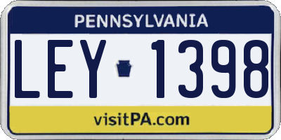 PA license plate LEY1398