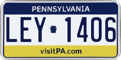 PA license plate LEY1406