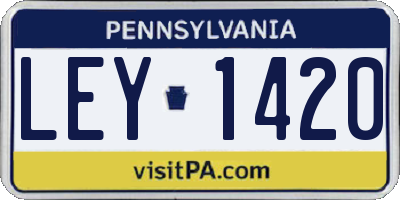 PA license plate LEY1420