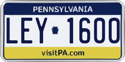 PA license plate LEY1600