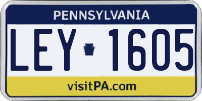 PA license plate LEY1605