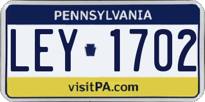 PA license plate LEY1702