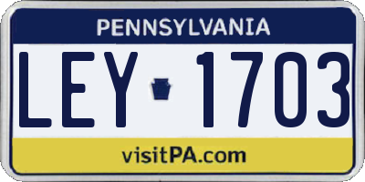 PA license plate LEY1703