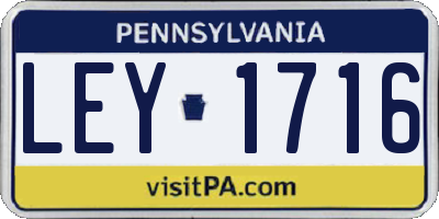 PA license plate LEY1716