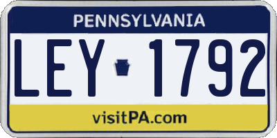PA license plate LEY1792