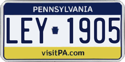 PA license plate LEY1905