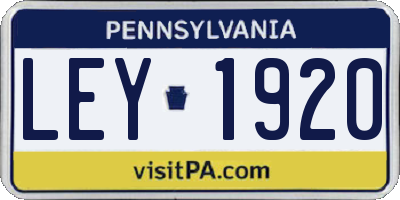PA license plate LEY1920