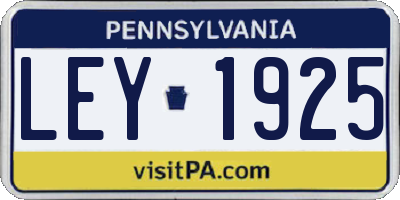 PA license plate LEY1925