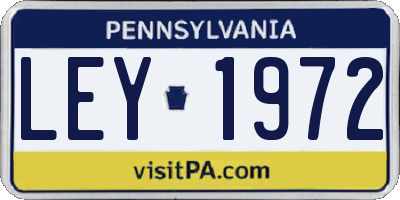 PA license plate LEY1972