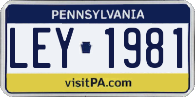 PA license plate LEY1981