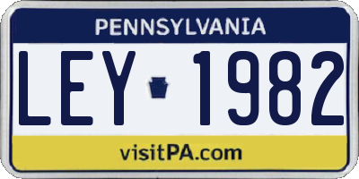 PA license plate LEY1982