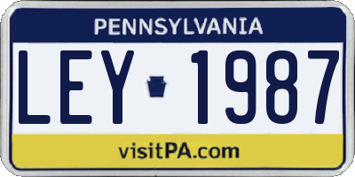 PA license plate LEY1987