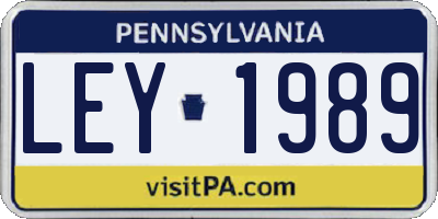 PA license plate LEY1989