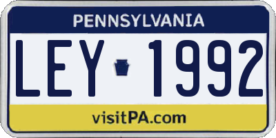 PA license plate LEY1992