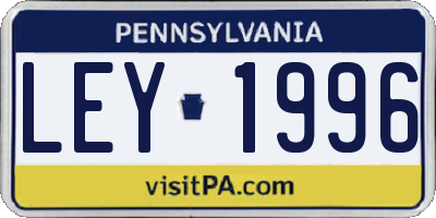 PA license plate LEY1996