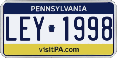 PA license plate LEY1998