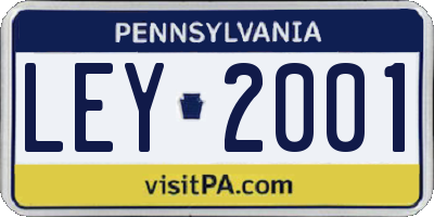PA license plate LEY2001