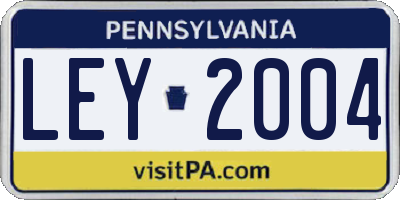 PA license plate LEY2004